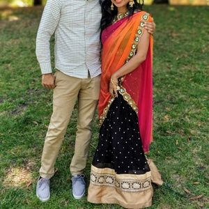 Black designer Lehenga half saree